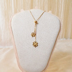 18K Gold Plated Dainty Clover Charm Necklace – Anti-Tarnish Waterproof Adjustable Chain