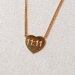 18K Gold Plated 11:11 Angel Numbers Heart Necklace – Anti-Tarnish Waterproof Spiritual Jewelry Manifestation Necklace