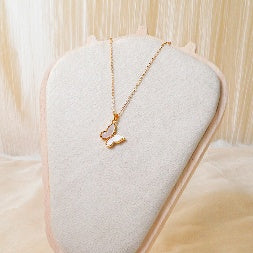 Dainty Gold Crystal Butterfly Pendant Necklace – Tarnish-Free Marquise Shell Jewelry