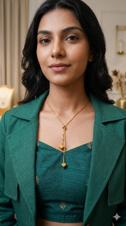 Gold Plated Minimalist 3D Cube Drop Necklace – Anti-Tarnish Daily Wear Jewelry