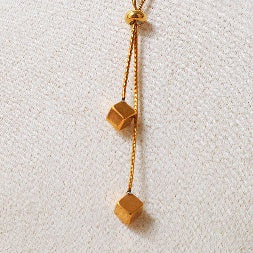Gold Plated Minimalist 3D Cube Drop Necklace – Anti-Tarnish Daily Wear Jewelry