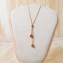 Gold Plated Minimalist 3D Cube Drop Necklace – Anti-Tarnish Daily Wear Jewelry