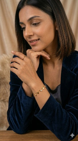 Geometric Triangle Charm Bracelet for Women – Anti-Tarnish Gold Stainless Steel Bracelet