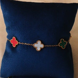 Luxury multicolor Clover Charm Bracelet for Women – Anti-Tarnish Gold Stainless Steel Jewelry