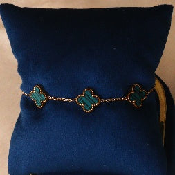 Luxury Green Clover Charm Bracelet for Women – Anti-Tarnish Gold Stainless Steel Jewelry