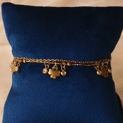 Gold Four Leaf Clover Charm Bracelet for Women – Anti-Tarnish Stainless Steel Crystal Bracelet