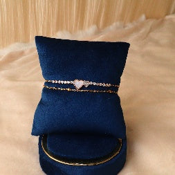 Crystal Heart Link Bracelet for Women – Anti-Tarnish Gold Plated Stainless Steel Bracelet