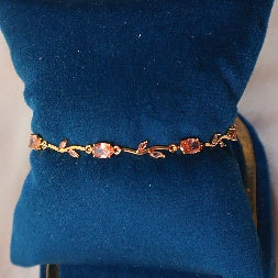 Gold Plated Tulip Pastel Rose Crystal Bracelet for Women – Gold Plated Floral Bracelet