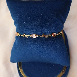 Gold Plated Tulip Pastel Rose Crystal Bracelet for Women – Gold Plated Floral Bracelet