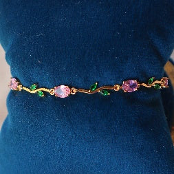 Gold Plated Tulip Rose Crystal Bracelet for Women – Gold Plated Floral Bracelet
