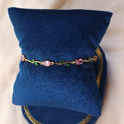 Gold Plated Tulip Rose Crystal Bracelet for Women – Gold Plated Floral Bracelet