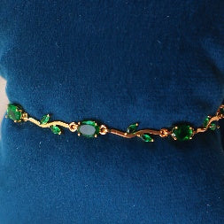 Gold Plated Tulip Green Crystal Bracelet for Women – Gold Plated Floral Bracelet
