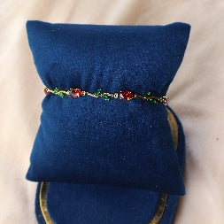 Gold Plated Tulip Red Crystal Bracelet for Women – Gold Plated Floral Bracelet