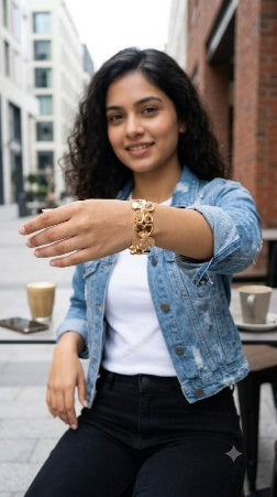 Floral Fashion Kada for Women – Adjustable Statement Bracelet