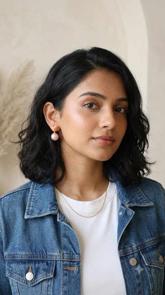 Heart & Pearl Drop Designer Earrings for Women – Elegant Daily Wear Studs