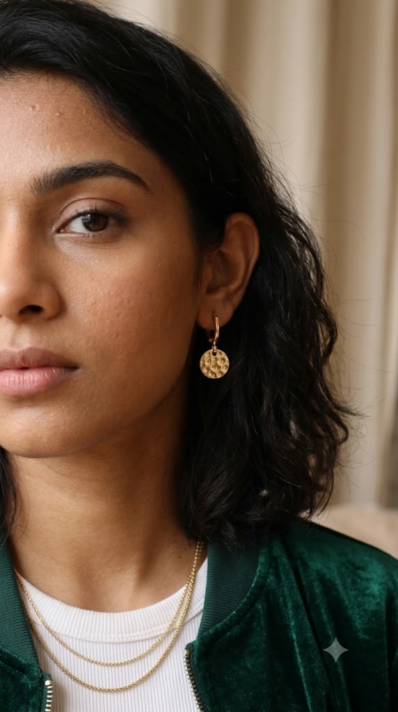 Anti-Tarnish Gold Huggie Hoop Earring Set (3 Pairs) – Crystal Flower & Disc Charm Earrings Combo
