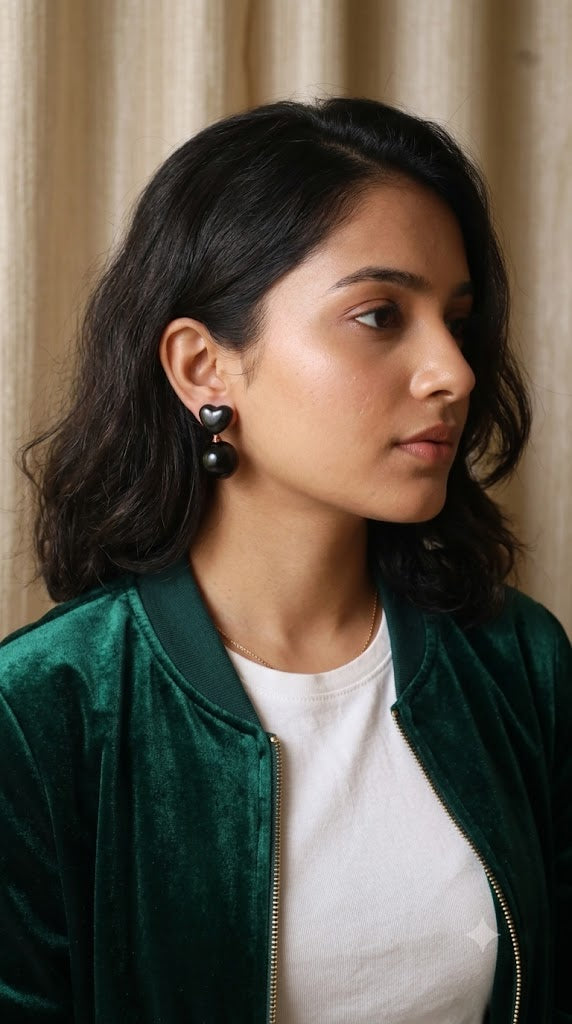 Heart & Pearl Drop Designer Earrings for Women – Elegant Daily Wear Studs